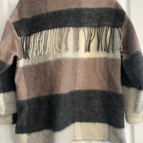 Zara wool blend shacket coat with fringe XS - Picture 5 of 5
